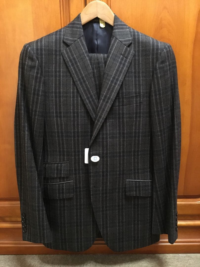 【極美品】ケント＆カーウェン スーツ フラノ ブラウンチェック 英国生地 日本製