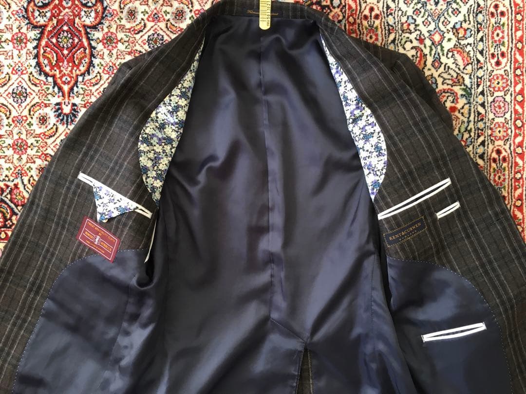 【極美品】ケント＆カーウェン スーツ フラノ ブラウンチェック 英国生地 日本製