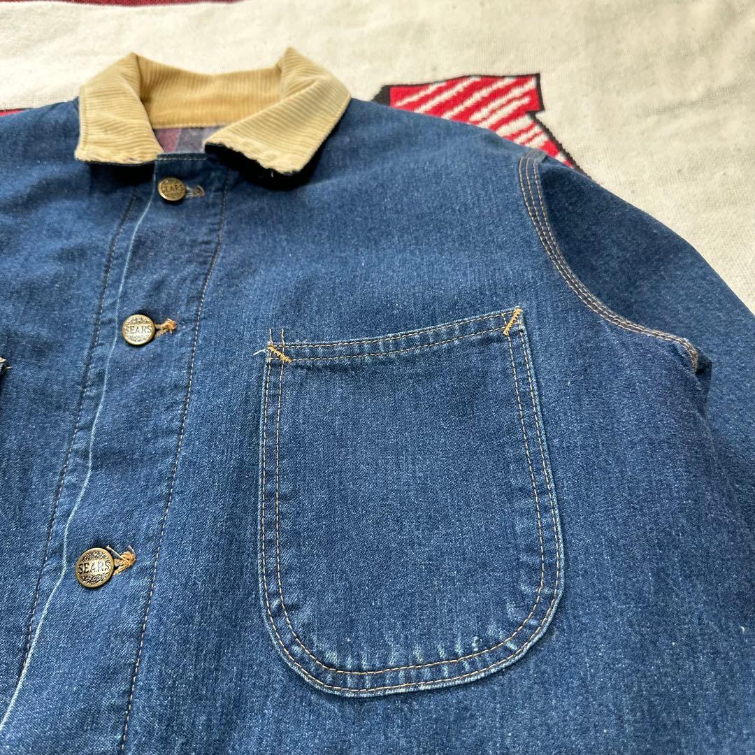 【美品】60s 70s SEARS シアーズ デニムカバーオール ブランケット