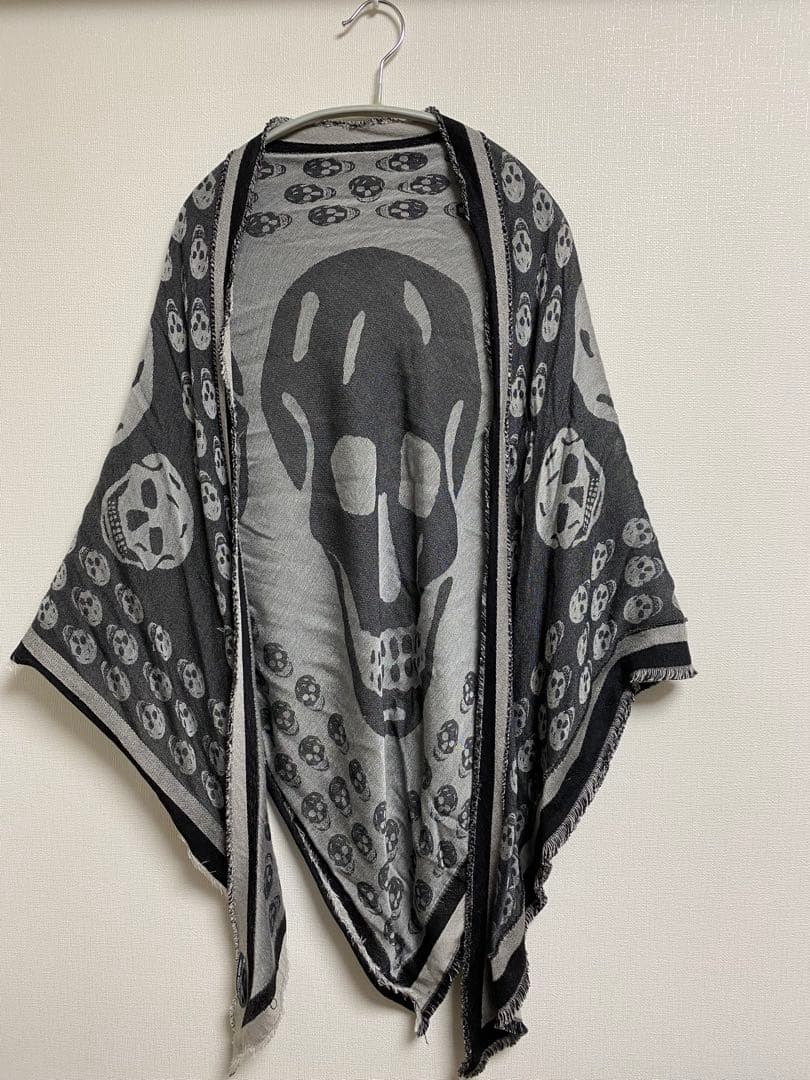 Alexander McQueen　三角ストール　ブラック　フリンジ　カシミヤ混