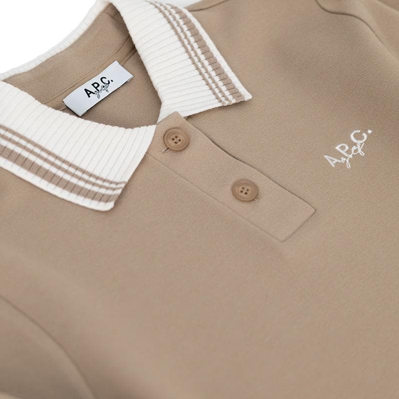 K【XS】A.P.C. 襟付きトップス ベージュ 長袖ポロシャツ
