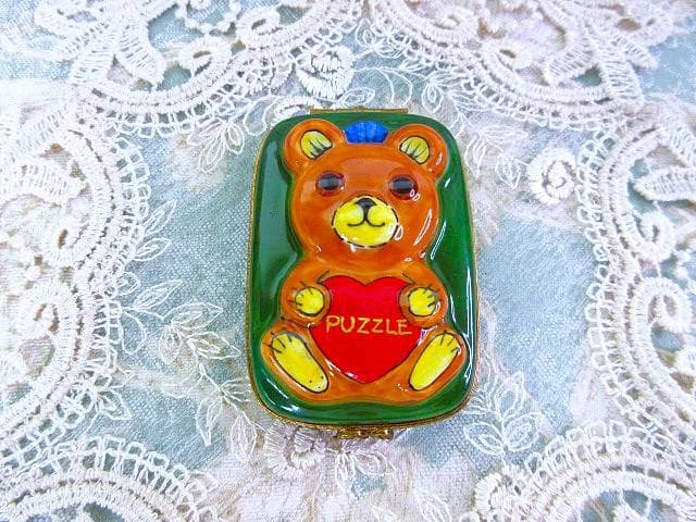 フランス　リモージュ　ボックス　☆テディベア　パズル　Limoges box