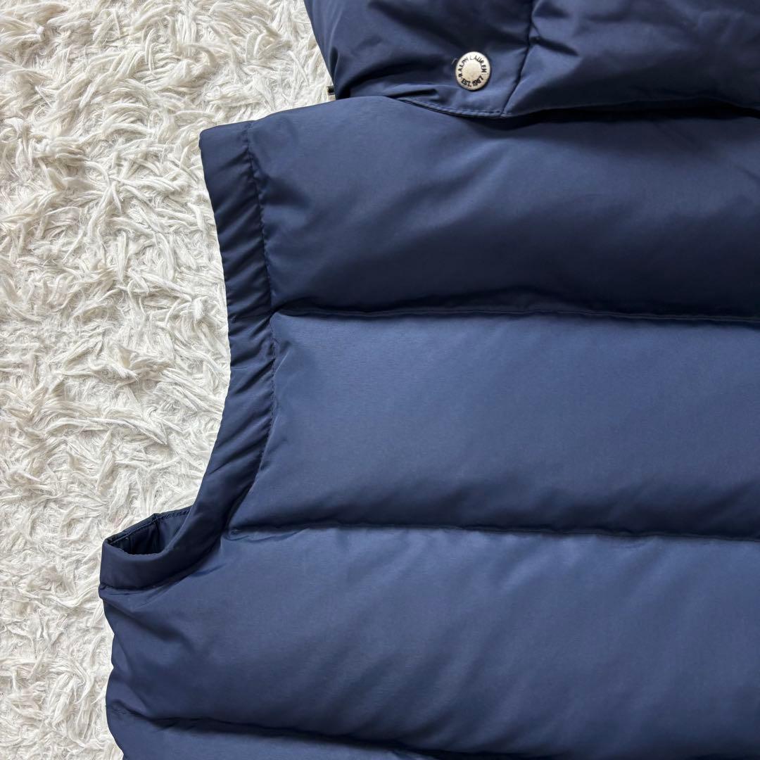 極美品 ポロラルフローレン ダウンベスト フード 2way ネイビー