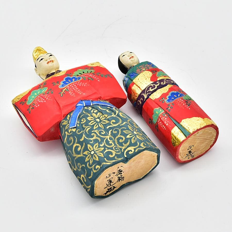 ★ 椿餅★加賀國 正運作 木彫 彩色 立雛 雛人形 ひな人形