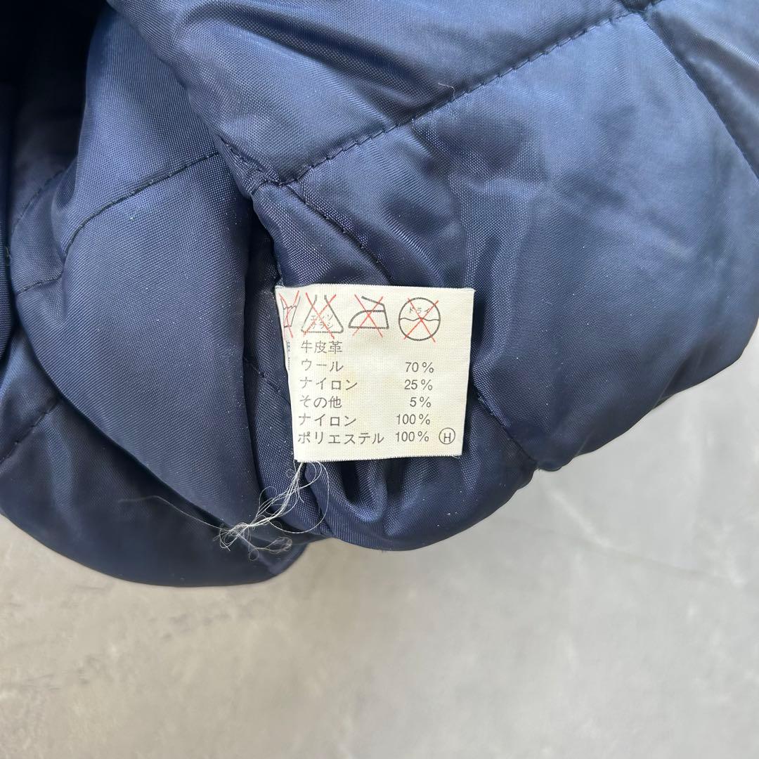 希少 90s 非売品 Boss スタジャン 袖レザー 本革 刺繍 企業系 古着