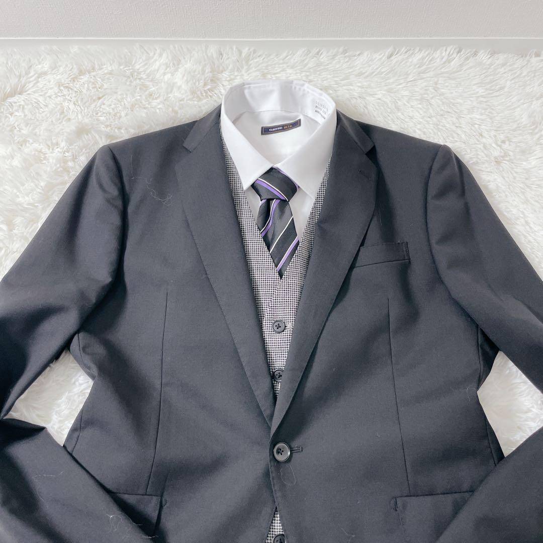 美品✨ スーツセレクト 黒タグ スリーピース AB6 黒 フォーマル 100’s