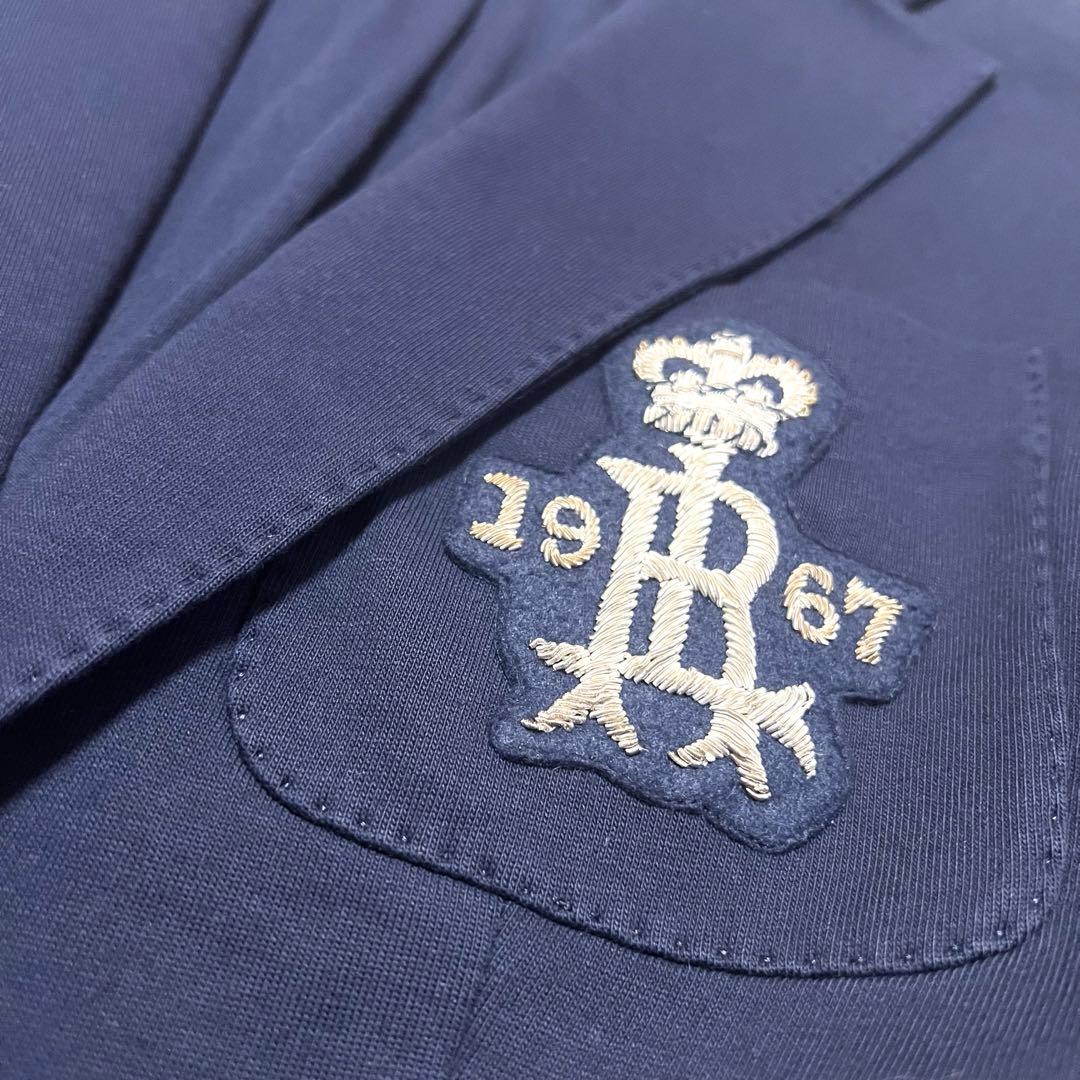 美品 ポロラルフローレン テーラードジャケット ワッペン 銀ボタン 紺ブレ