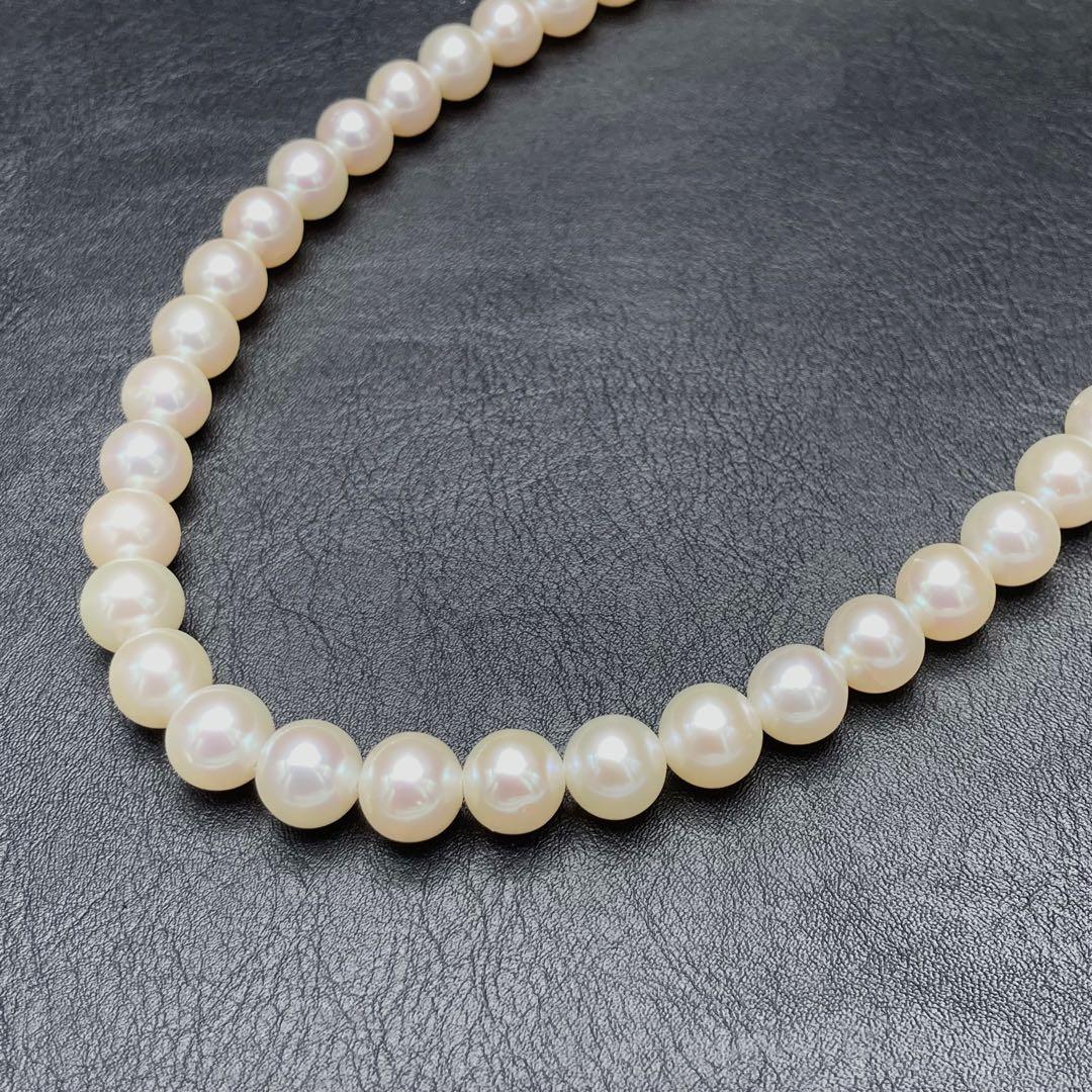 ✨美品✨本真珠 パール ネックレス 9.0〜10mm 43cm SILVER金具