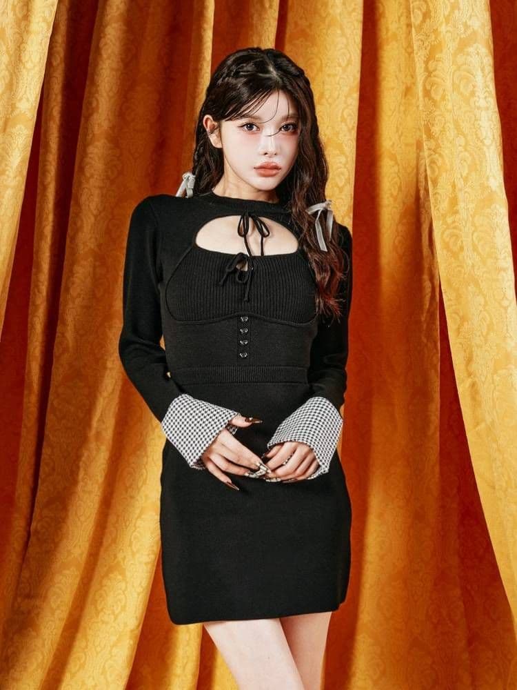 ダーリッチ フロントオープンニットミニワンピース FREE 新品 ★