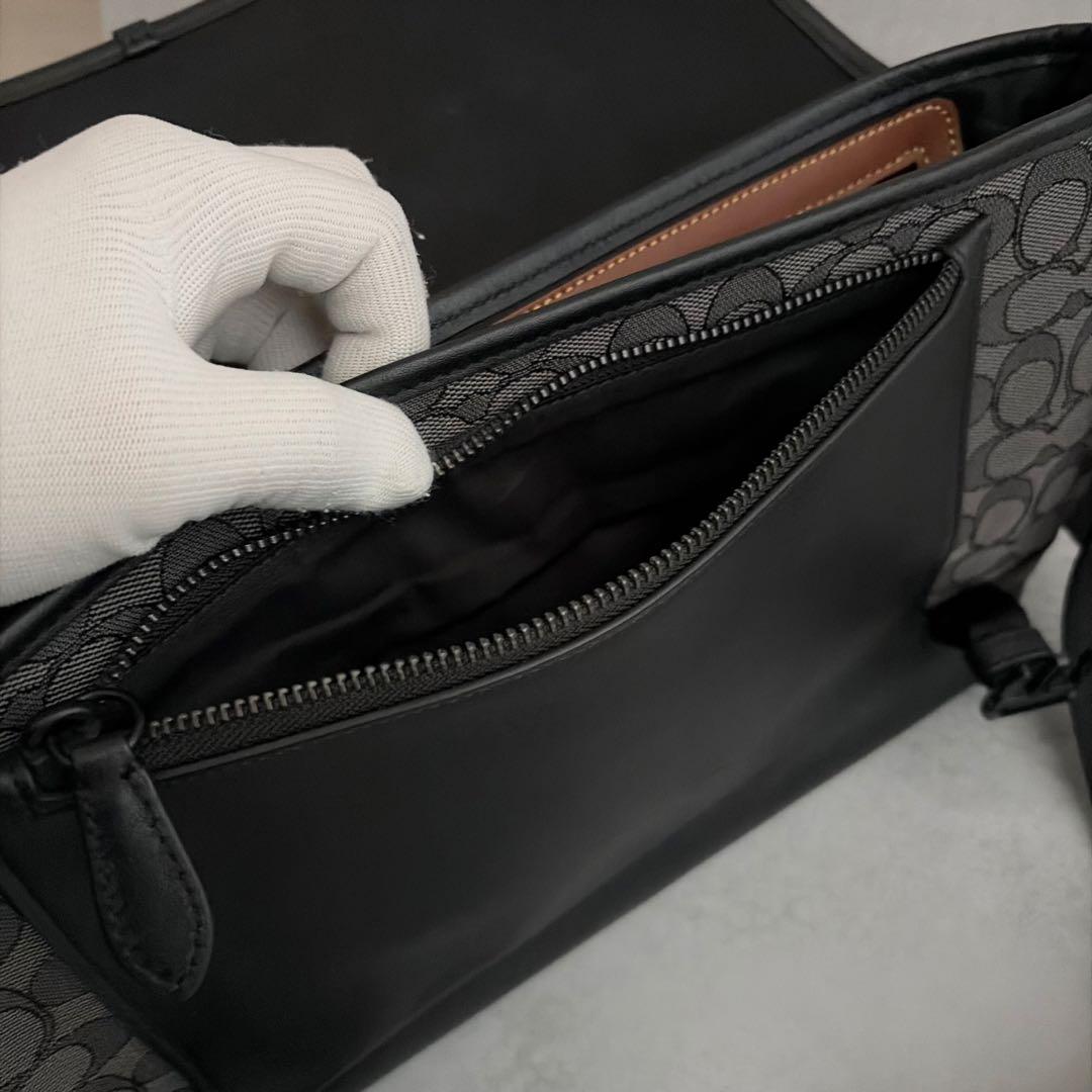 【極美品✨】COACH シグネチャー×レザー　ショルダーバッグ　メッセンジャー
