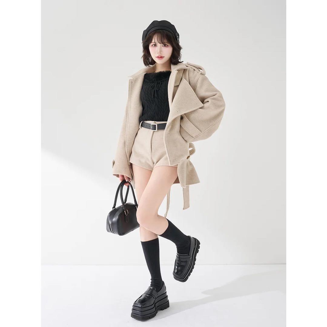 新品タグ付 ダーリッチ メルトンミドルショートパンツ ベージュ Sサイズ