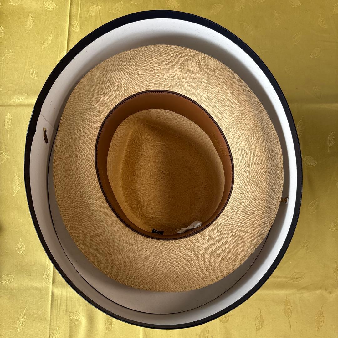 NEWT ベージュ パナマ帽　ブラックリボン