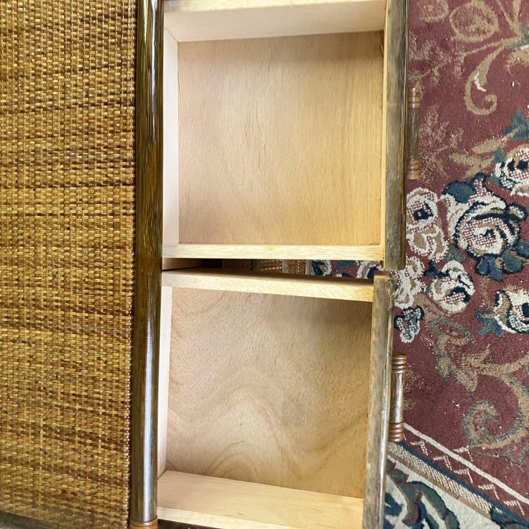 昭和レトロ ラタンサイドボード テレビ台 古家具 4段10杯 引き出し箪笥