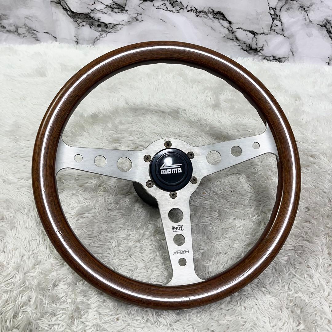 Momo Indy ウッドステアリングホイール ヴィンテージ レアロゴ