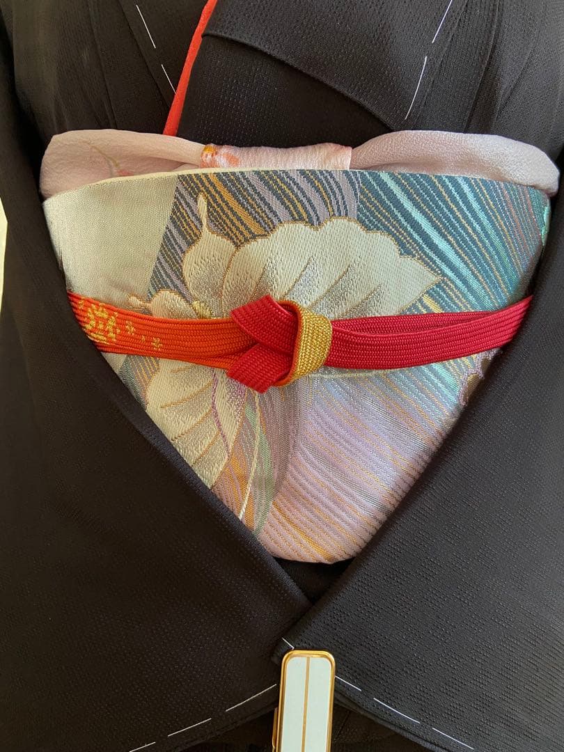 【未使用】黒紫色　金彩　蝶や花　蔦模様　訪問着（袷）フルセット