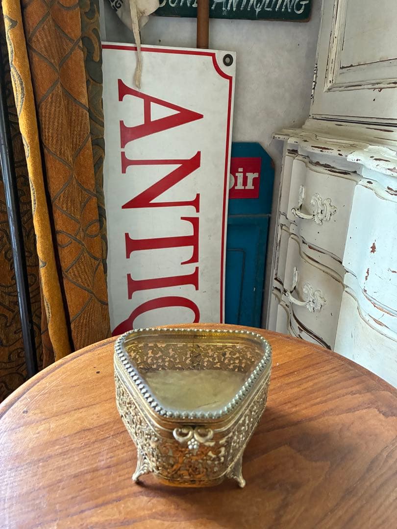 k*♡様 フランス　アンティーク　オルモル　ガラス　ジュエリー　ボックス　真鍮