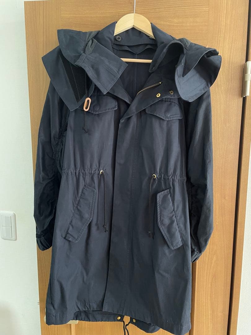 ミュベール　ネイビー　刺繍　モッズコート