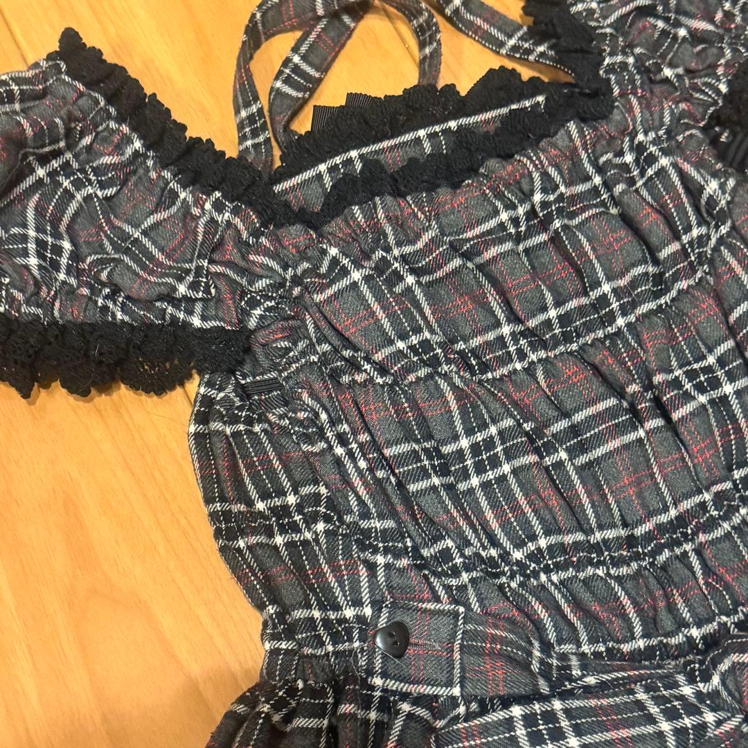 美品セット！ベイビーの秋冬タータンチェックのドレス＆ベッドドレス