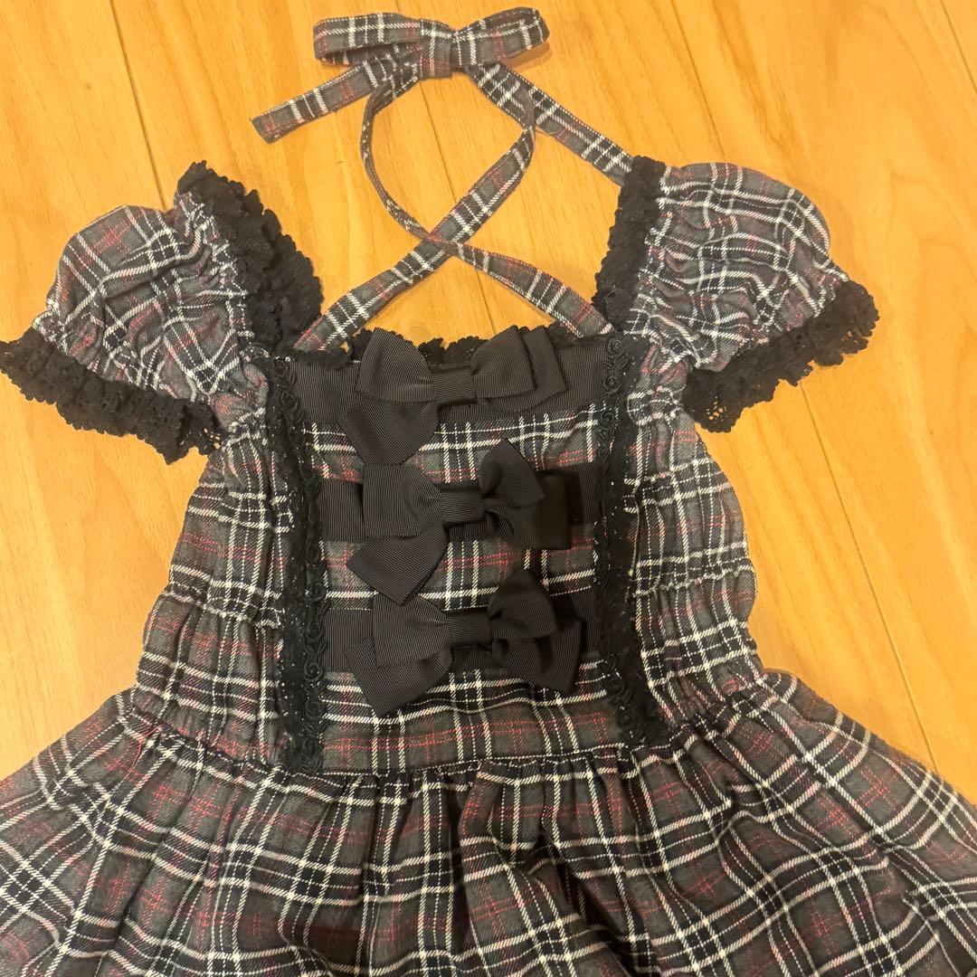 美品セット！ベイビーの秋冬タータンチェックのドレス＆ベッドドレス