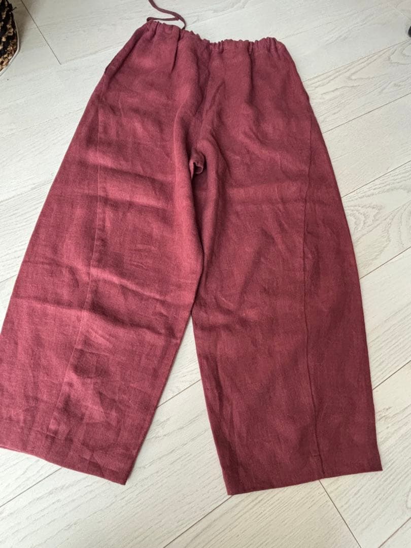美品pot-pourriリネン 100%パンツ /ウエストゴム/紐付き日本製