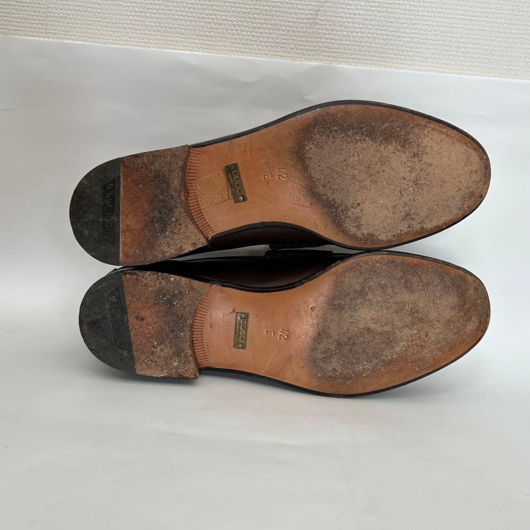 【箱付袋付】GUCCI ブラウンレザー ローファー　靴　42E ホースビット