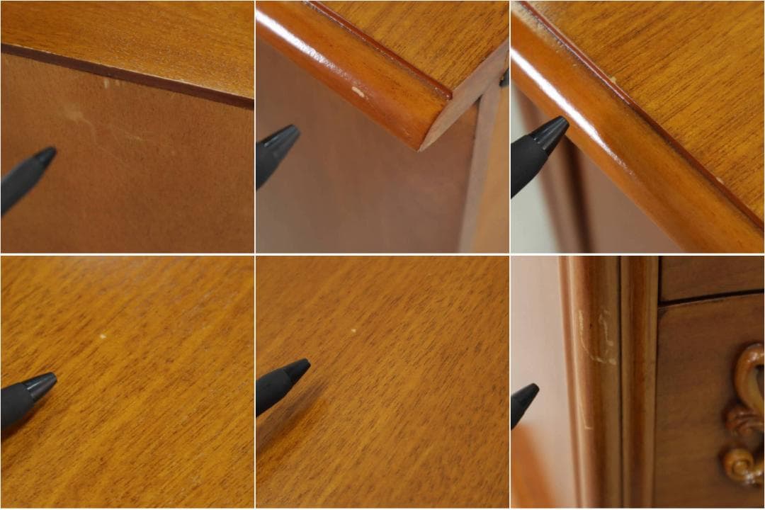 値下アンティーク調 猫脚 サイドチェスト 5段 電話台 FAX台