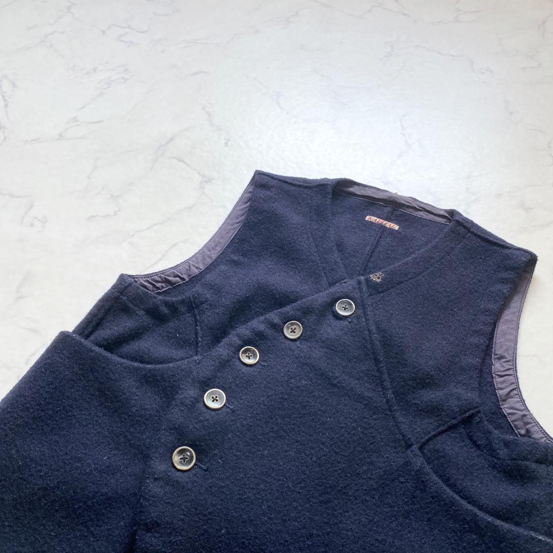 キャピタル アシンメトリー ウールベスト ネイビー XS