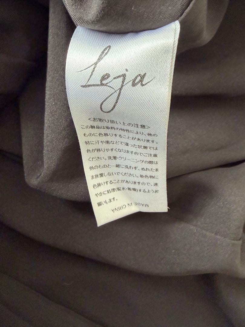 LEJA 配色アシンメトリー ビッグカラーベロア マーメイドドレス ブラック M