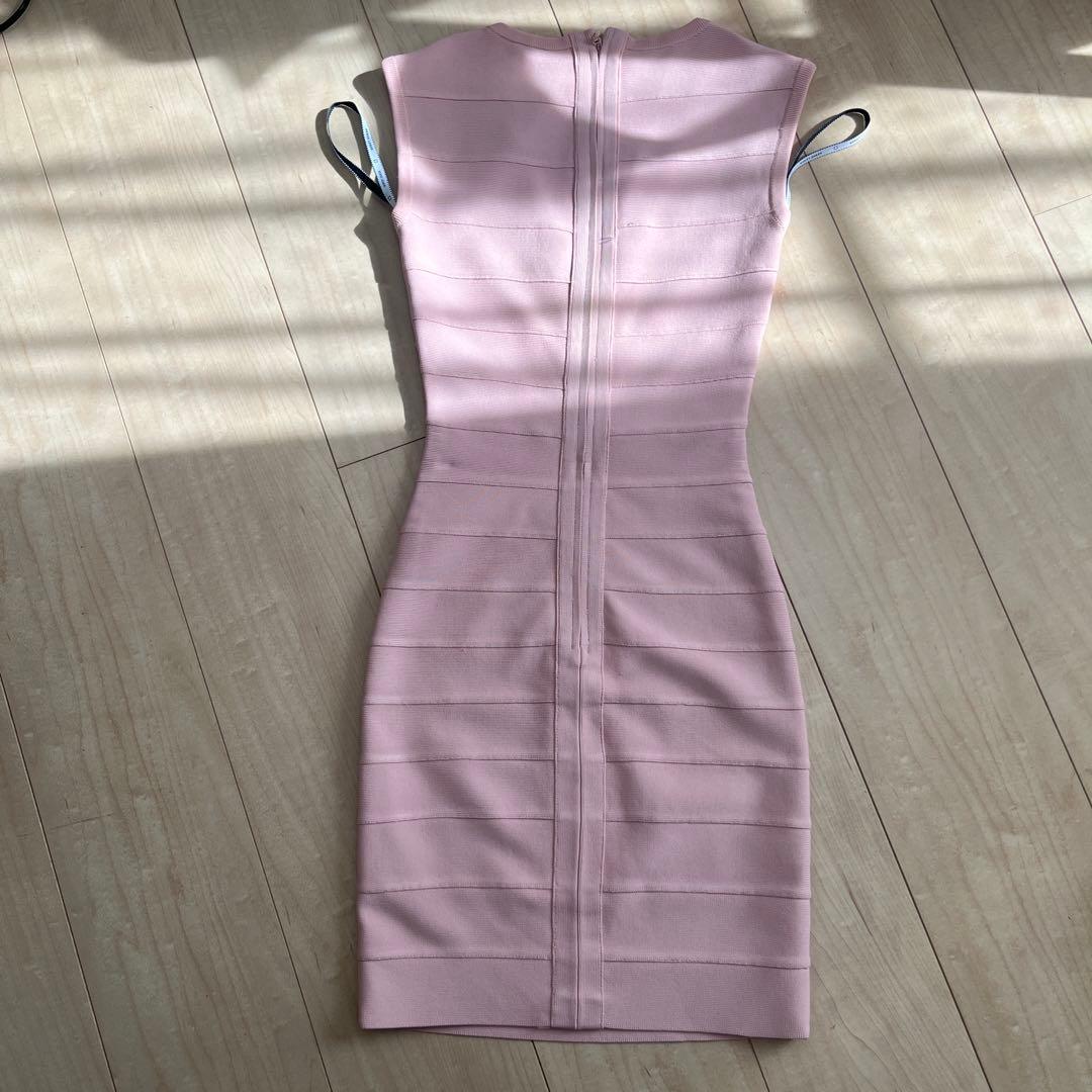HERVE LEGER ピンク ノースリーブ ワンピース XXS
