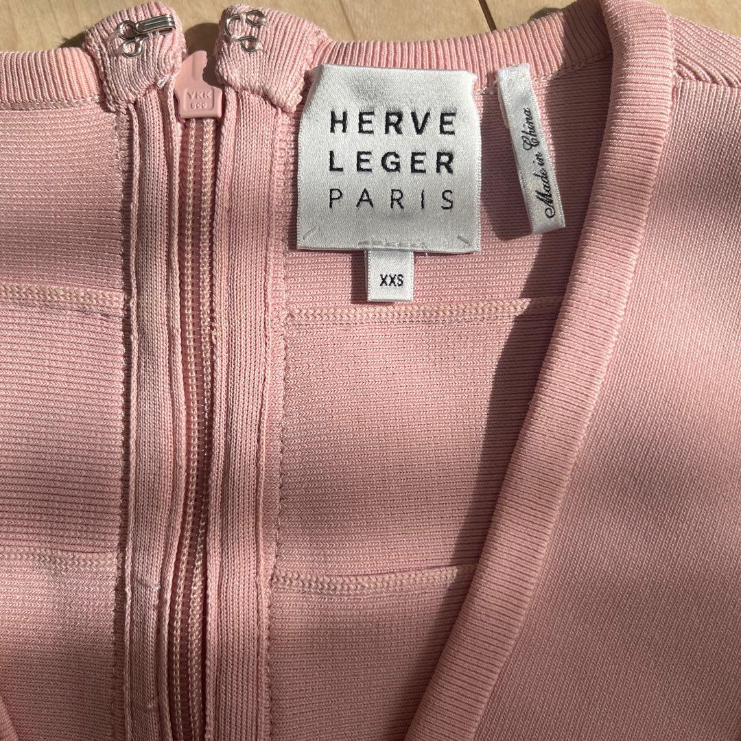HERVE LEGER ピンク ノースリーブ ワンピース XXS