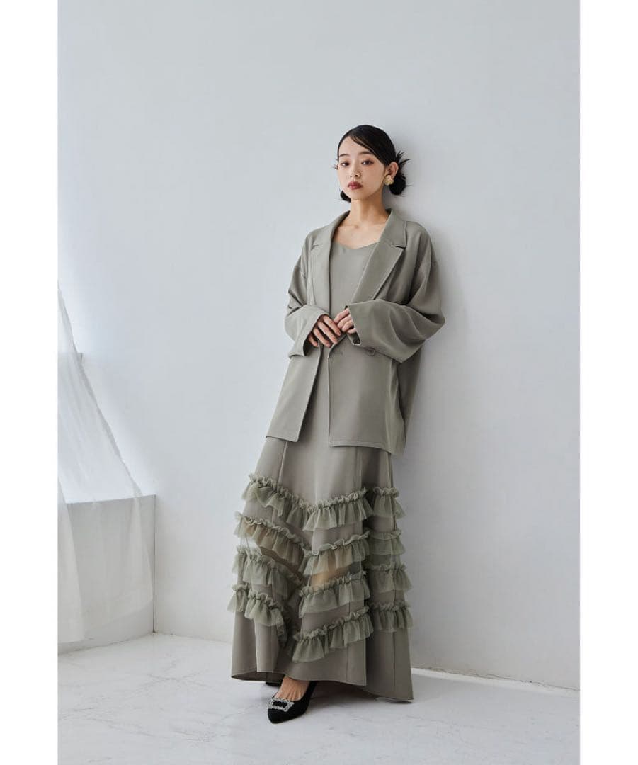 完売品 新品タグ付 et.univer トランスペアレントヘムセットアップドレス