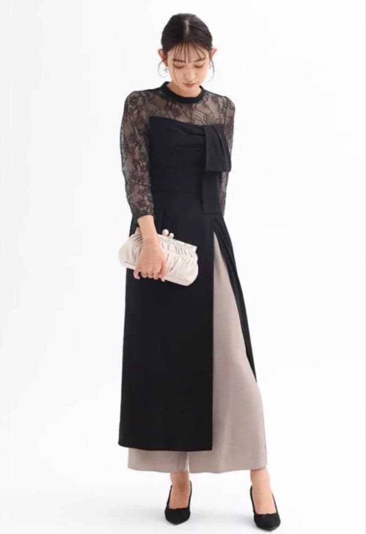 パンツレイヤードスリットドレス（Rire Fete）