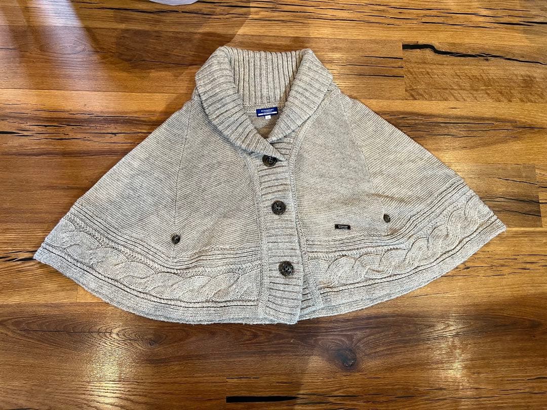 美品★BURBERRY BLUE LABEL ニットポンチョ ケープ バーバリー