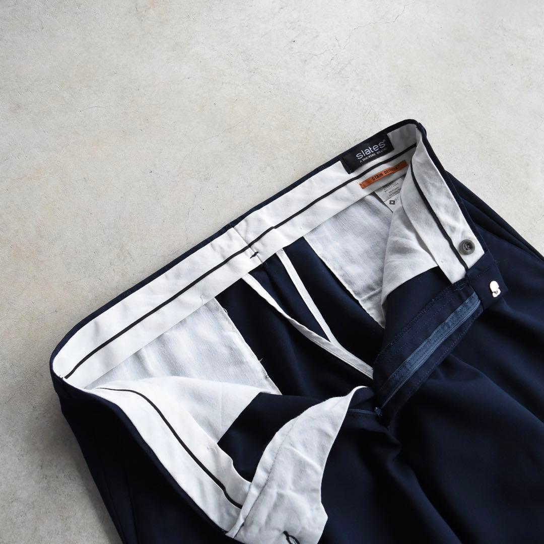 00s SLATESスレイツ ツータックスラックスネイビーW34L29ドッカーズ