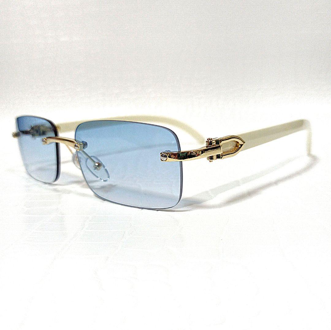 リムレス■サングラス■スクエア■ブルーグラデーションレンズ■未使用品⑪