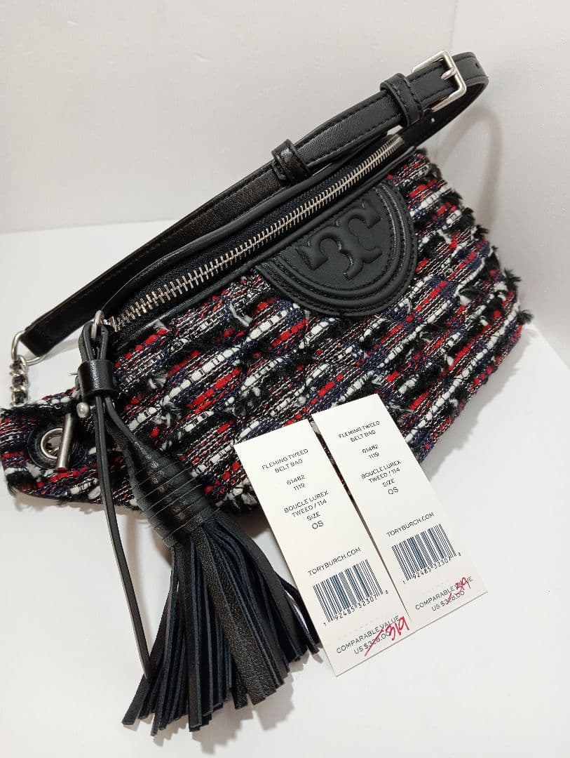 トリーバーチ　61482 FLEMING TWEED BAG ウエストバッグ