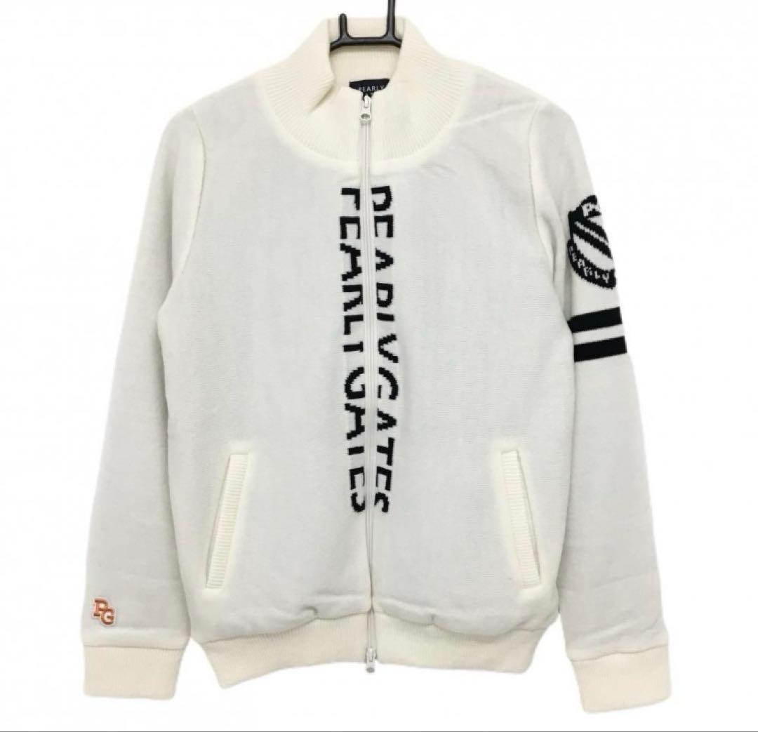 パーリーゲイツ ニットジャケット センターロゴ DIAPLEX 蓄熱　白