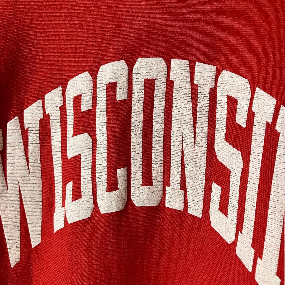 90s 刺繍タグ Champion リバースウィーブ WISCONSIN XL