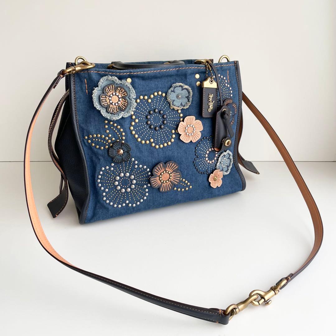 コーチ ローグ Rogue ティーローズ ハンドバッグ デニム 激レア 日本限定