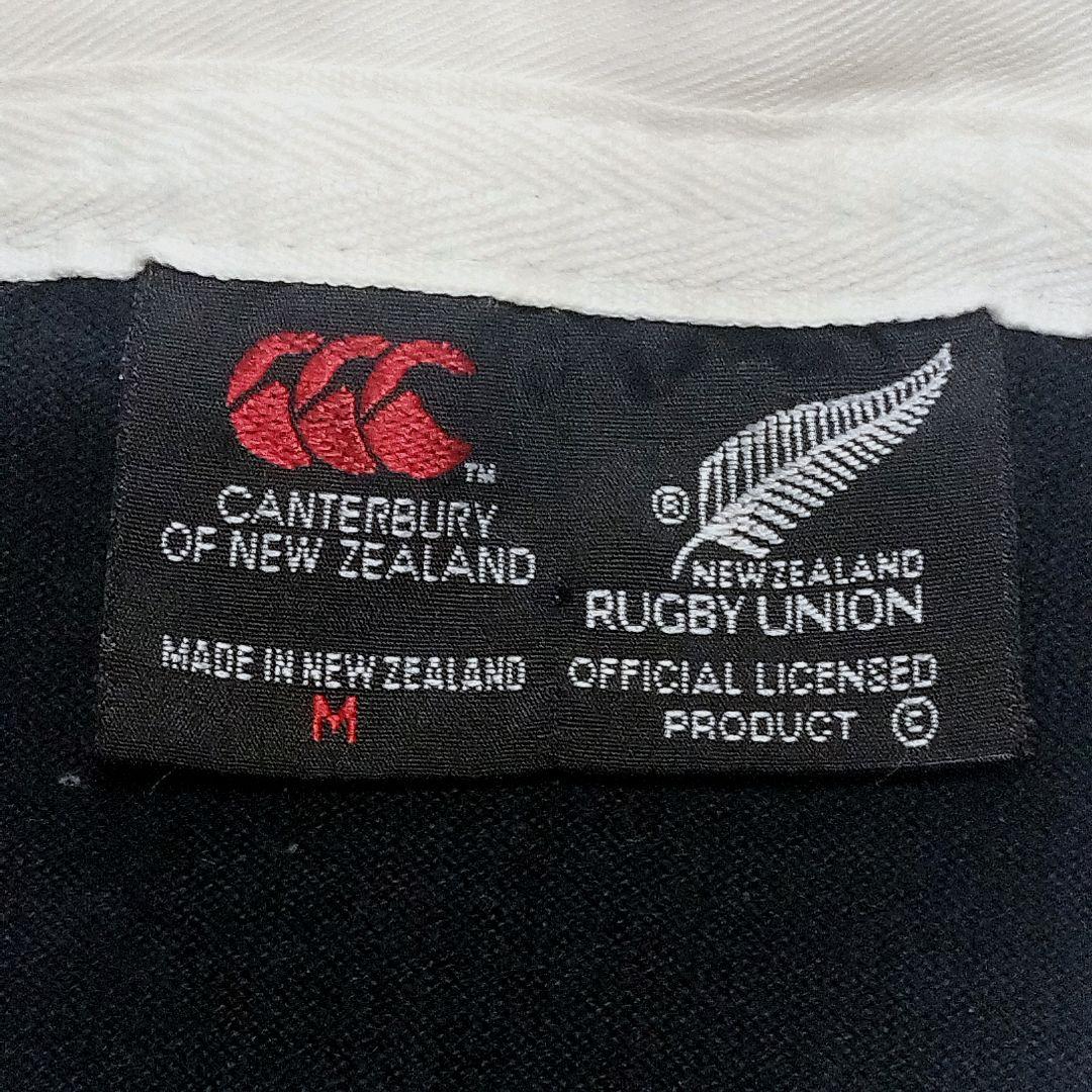 90s カンタベリー オールブラックス 刺繍ロゴ 長袖 ラガーシャツ M 黒色