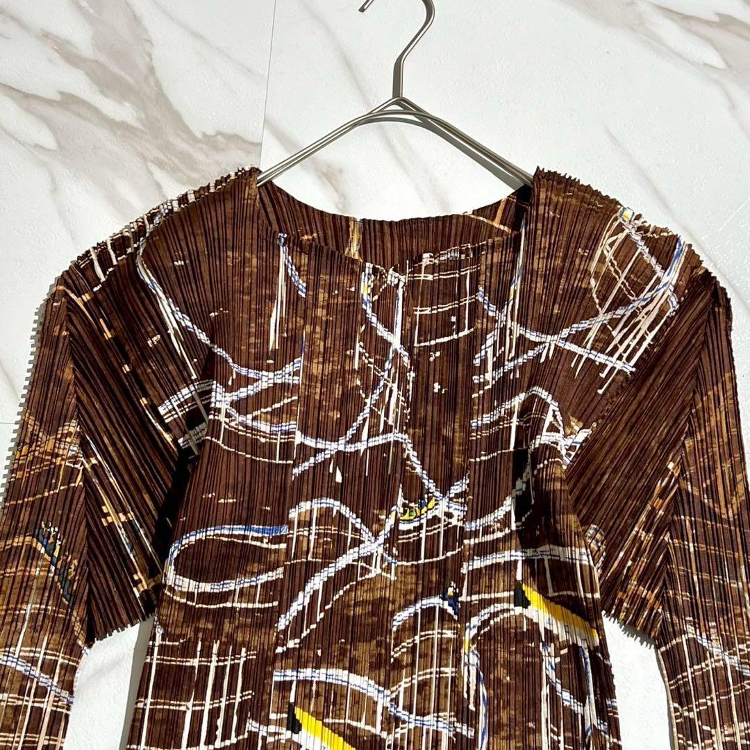 【美品】プリーツプリーズ カーディガン 遊園地柄 ジェットコースター Lサイズ