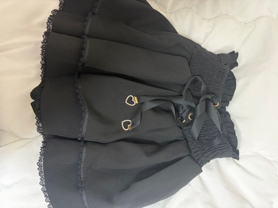 リズリサ2連リボンベルトスカート ブラック