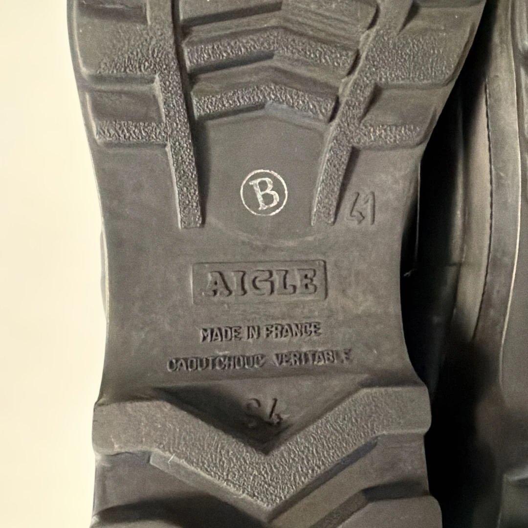 AIGLE 黒ロングブーツ 赤トップバンド 25.5~26.0