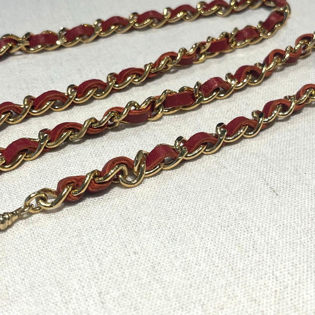 【美品】CHANEL GP×レザーチェーンベルト 1982 ココマーク