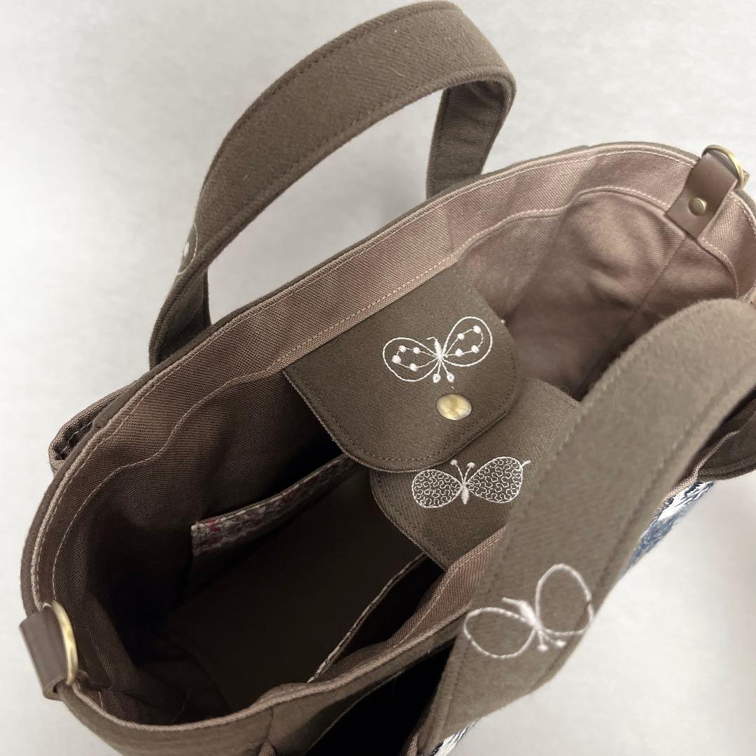 ハンドメイド　ミナペルホネン　大きなぽけっとのスクエアトート⑅︎◡̈︎*