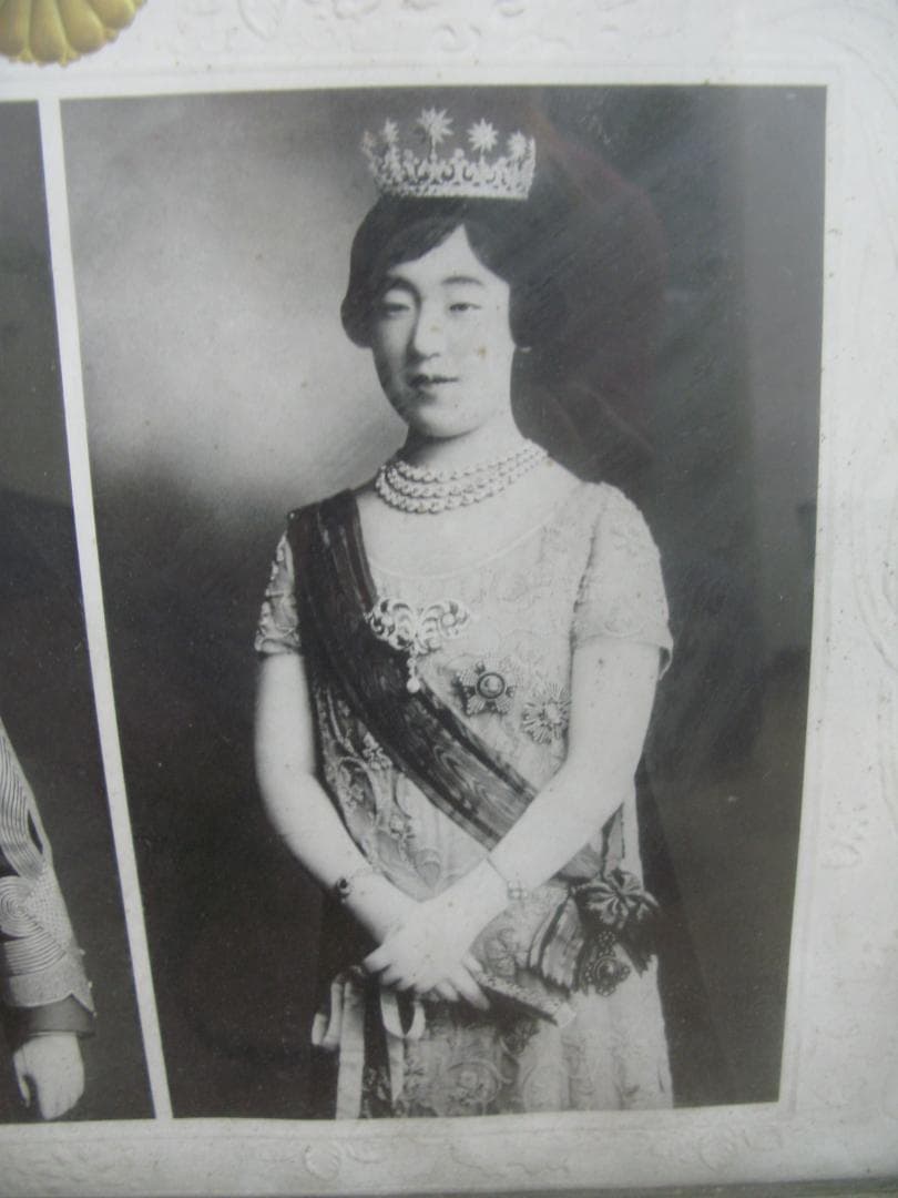 昭和天皇・皇后 両陛下の記念写真/戦闘機の生写真/古い格式ある額縁 3点セット