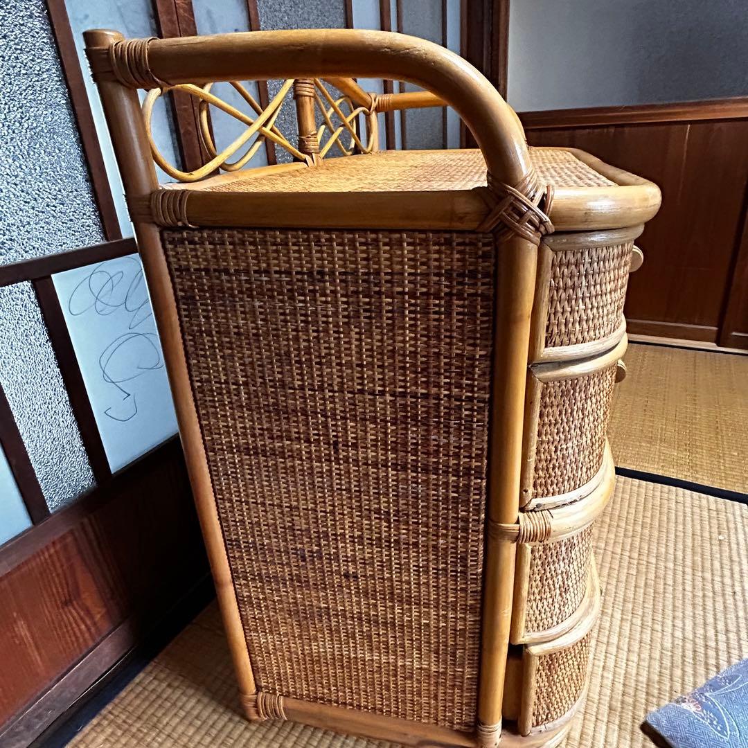 ラタン籐チェスト 家具 4段 タンス　レトロ アンティーク