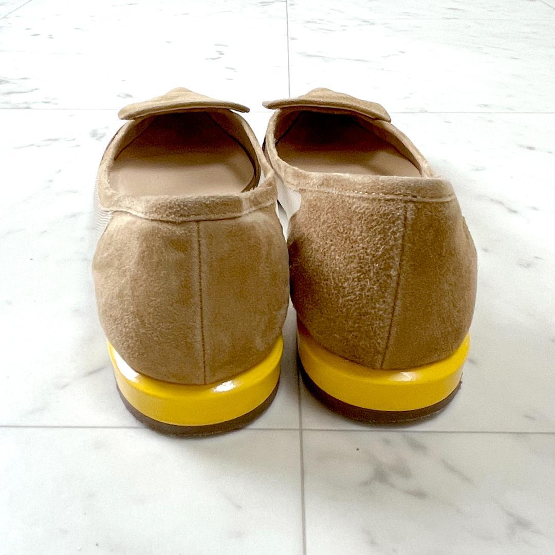 ファビオルスコーニ 37 ポインテッドカラーヒールチュールパンプス キャメル