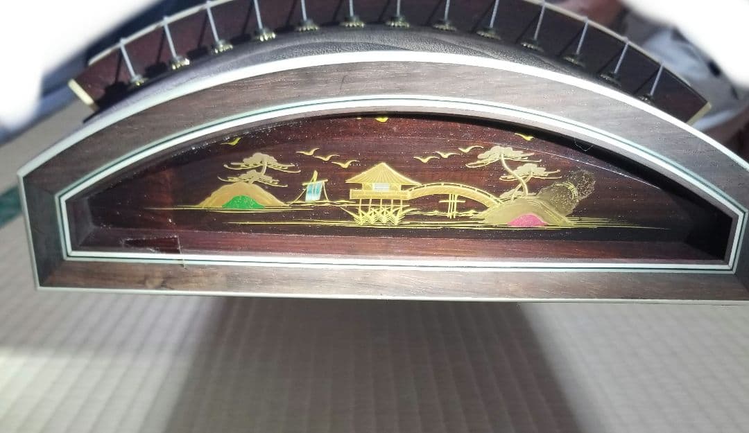 和琴 13弦琴 183cm 琴柱／琴爪入れ／猫足／丸袋付き【引き取り歓迎】