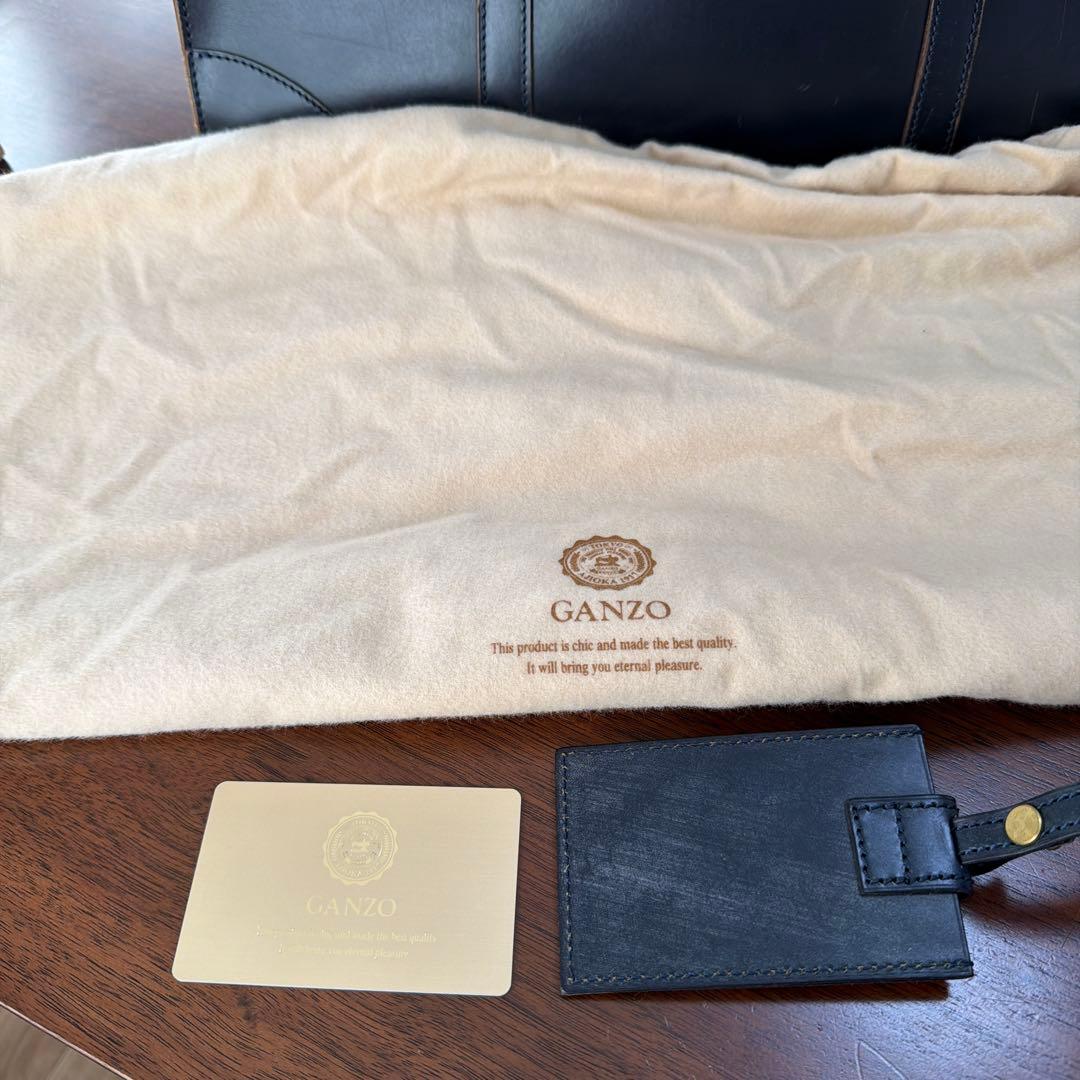 ガンゾ　GANZO ネイビー レザー ビジネスバッグ